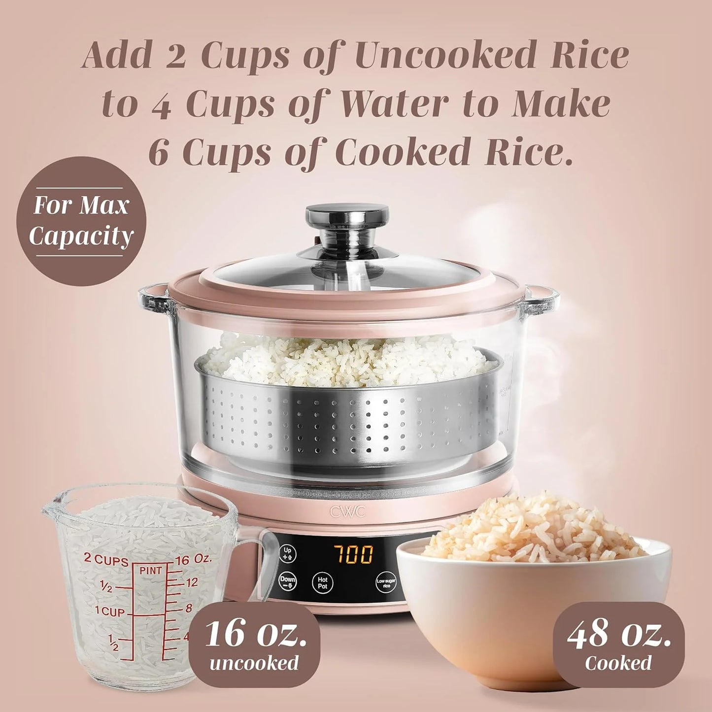 Yao Hui Huang Glass Low Carb Rice Cooker Healthier Starch