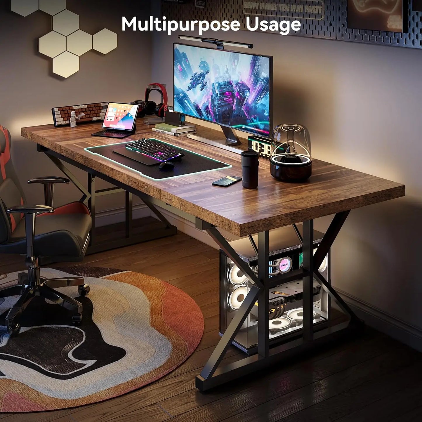 LITTLE TREE Farmhouse Writing Desk Computer Desk For Home Office