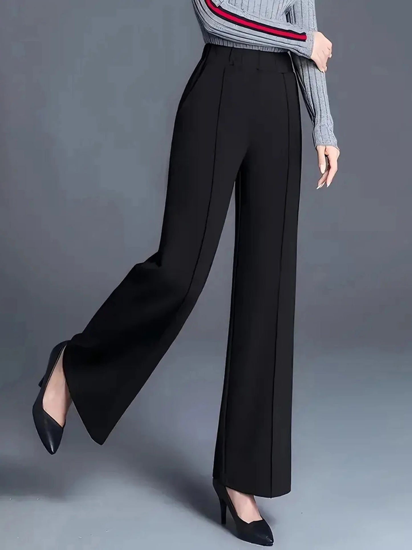 Women's High Waist Straight Leg Pants with Pockets for Business Casual Office Wear