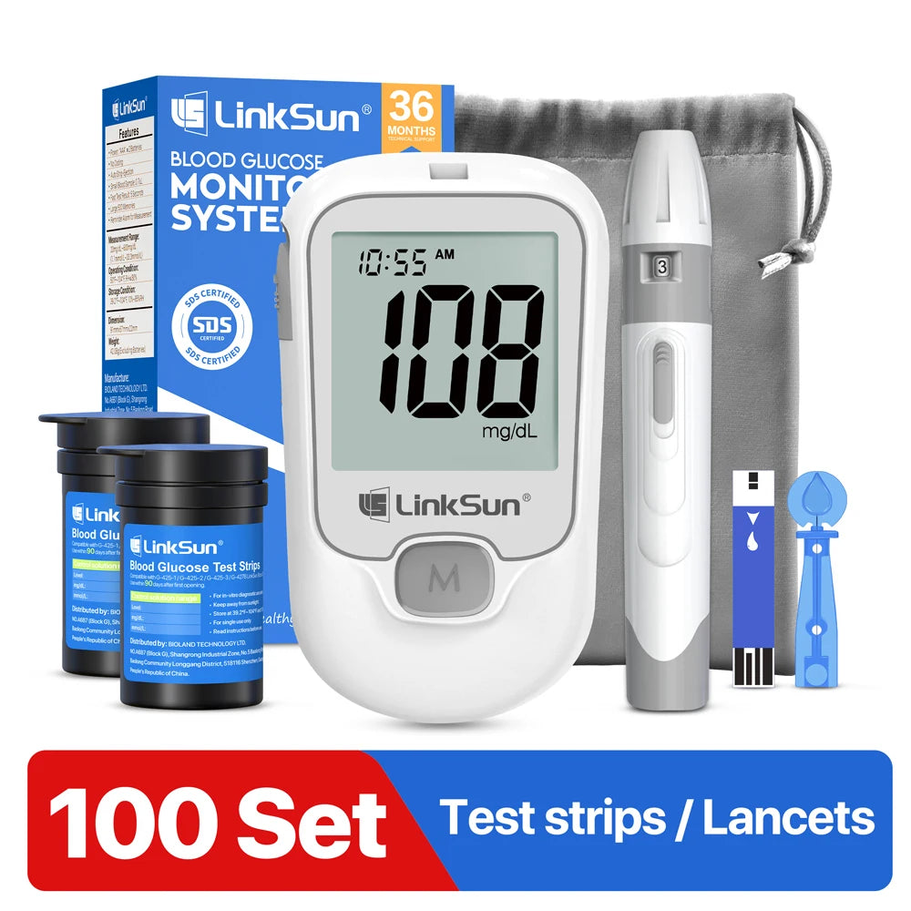 Linksun G-425-3 Glucose Meter Complete Kit With Test Strips