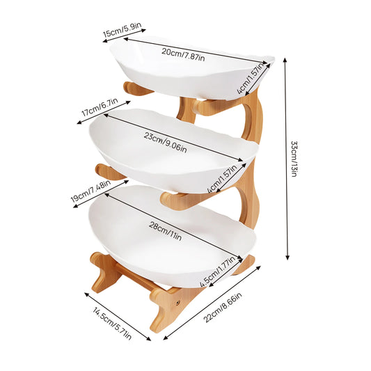 3-Tier Tray with Bamboo Stand