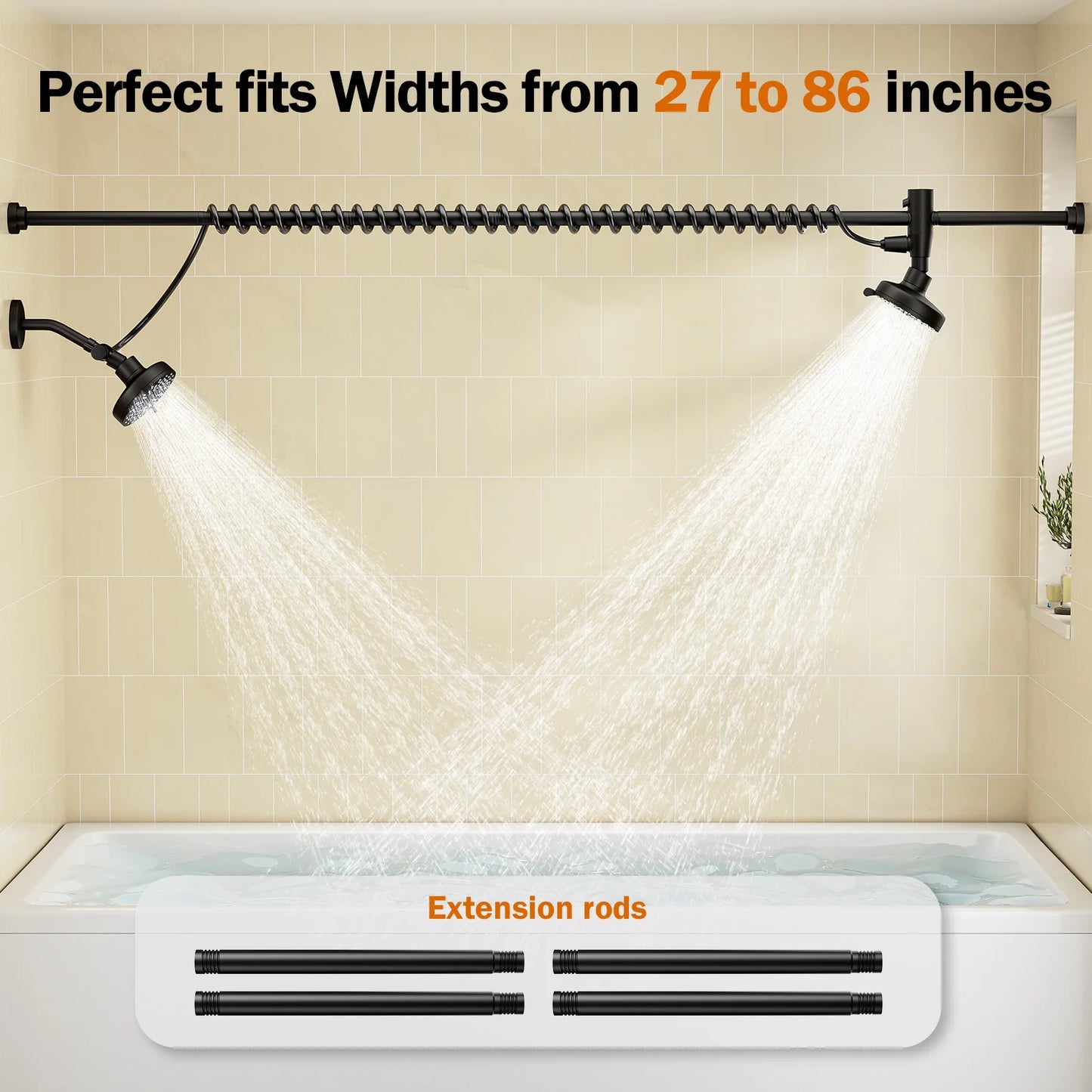 Dual Shower Head for Two With High Pressure Stainless Steel