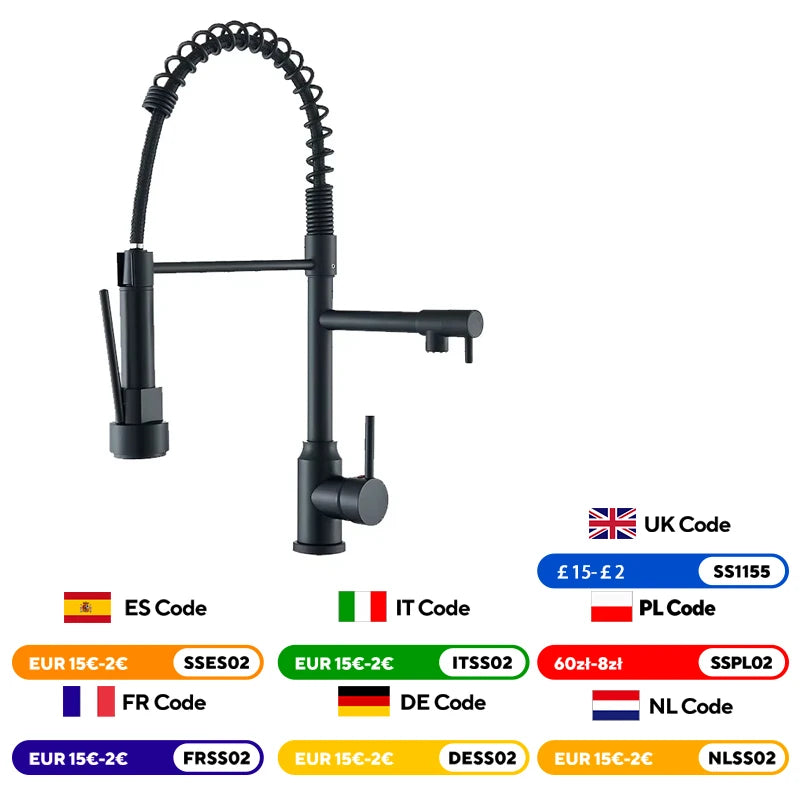 Wanmivezlo Kitchen Sink Faucet With Dual Spout Deck Mounted