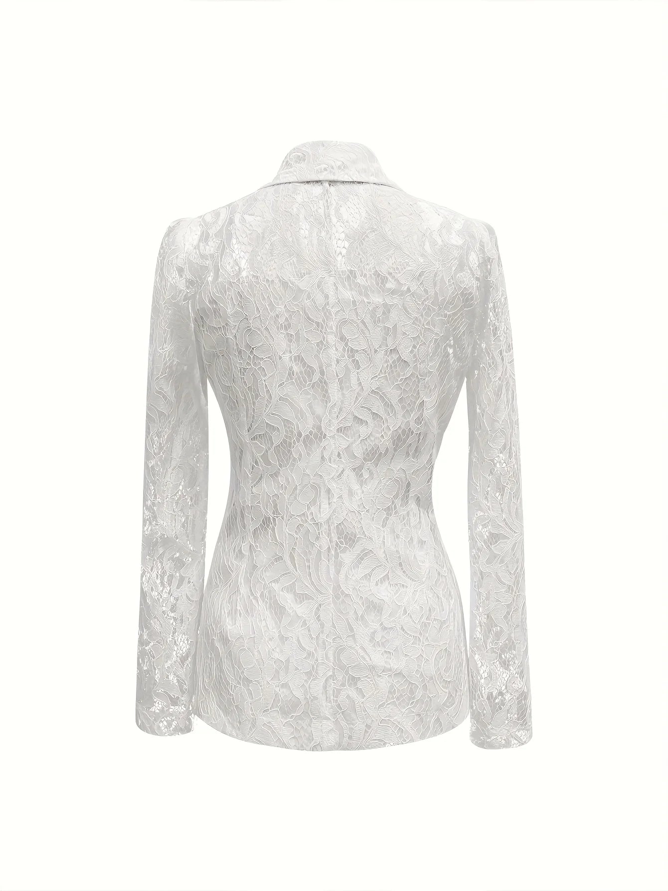 Women's Lace Trim Blazer Notch Lapel Single Breasted Machine Washable