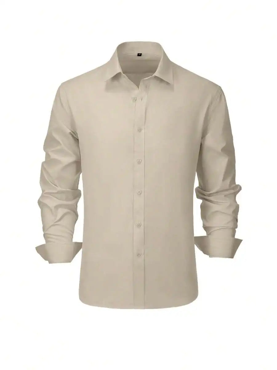 Mens Long Sleeve Formal Poplin Shirt For Business Or Wedding