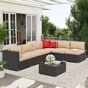 Outdoor Rattan Wicker Patio Sofa Set With Glass Top Table