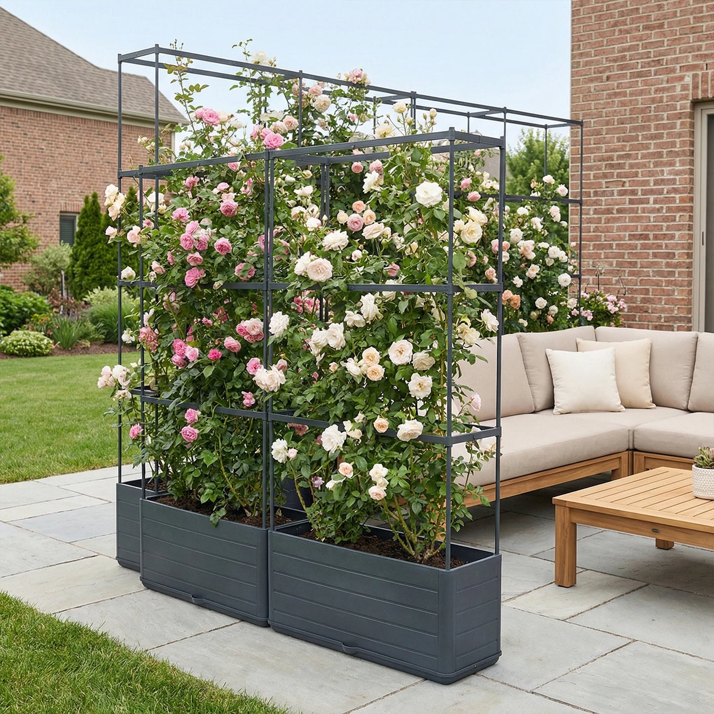 Raised Garden Bed Planter With Trellis Self Watering For Tomatoes