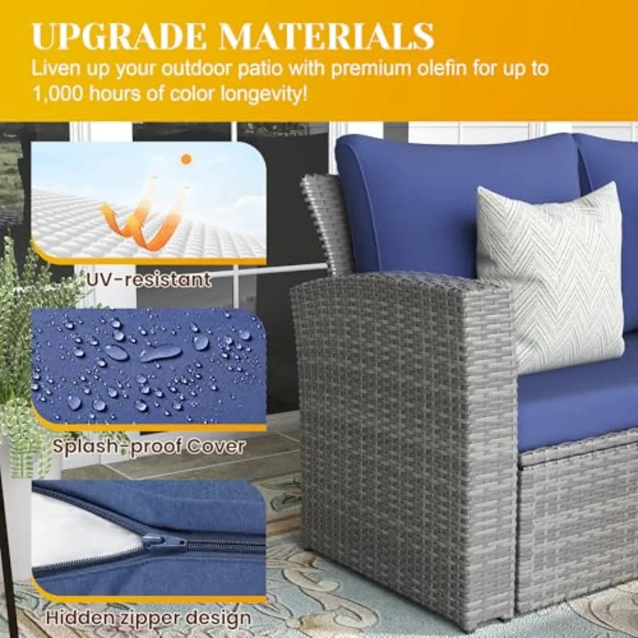 4-Piece All Weather Wicker Rattan Seating Set with Cushions