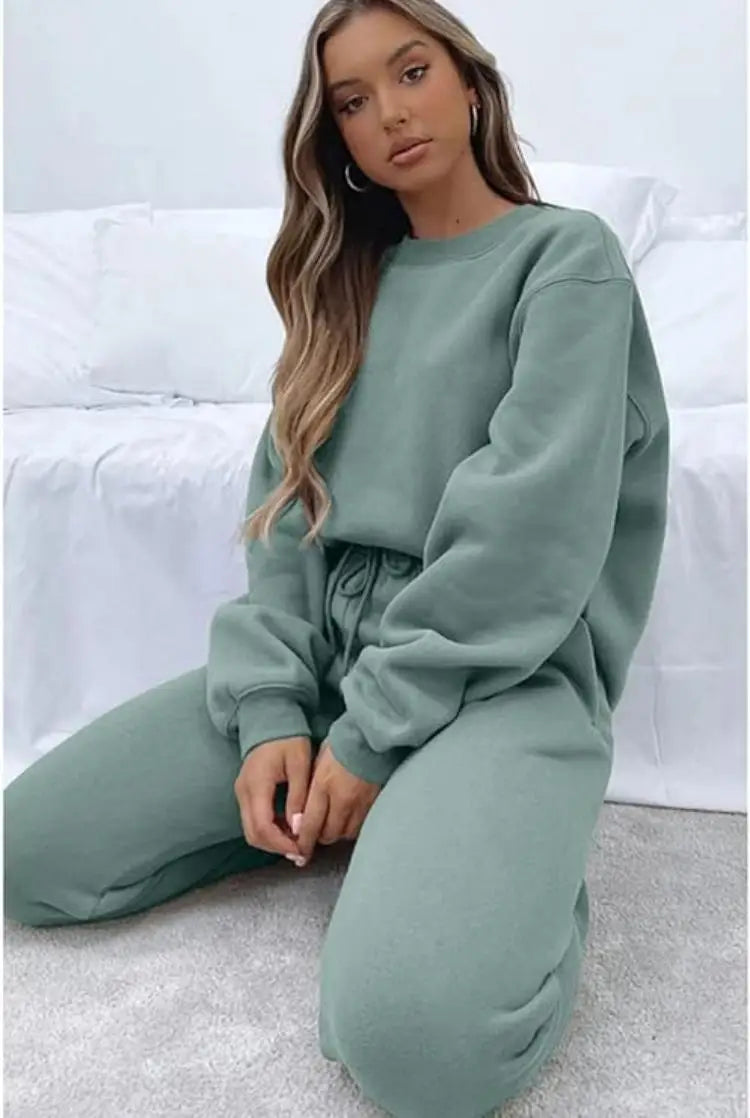 KANSOON Two Piece Long Sleeve Sweatsuit Pants Set For Women