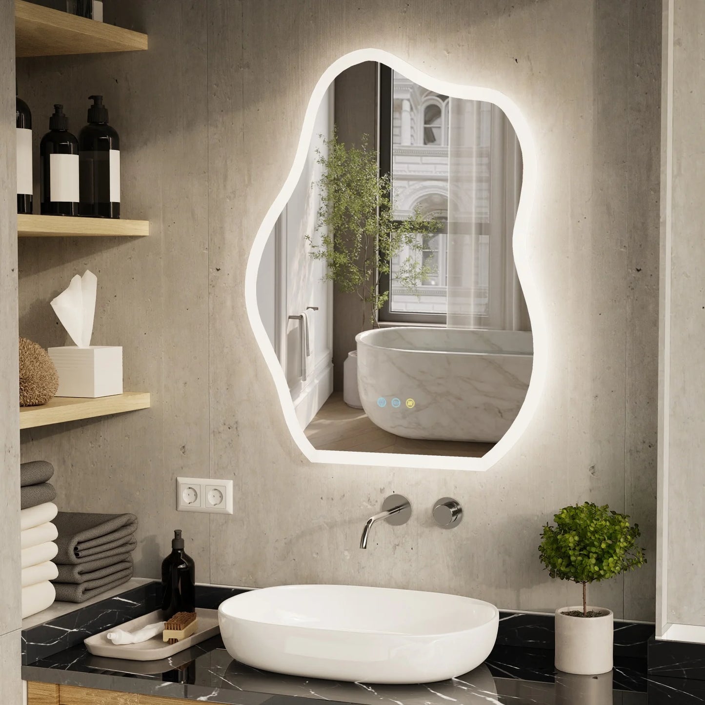 Cloud Shape LED Bathroom Mirror Backlight Dimmable Anti Fog