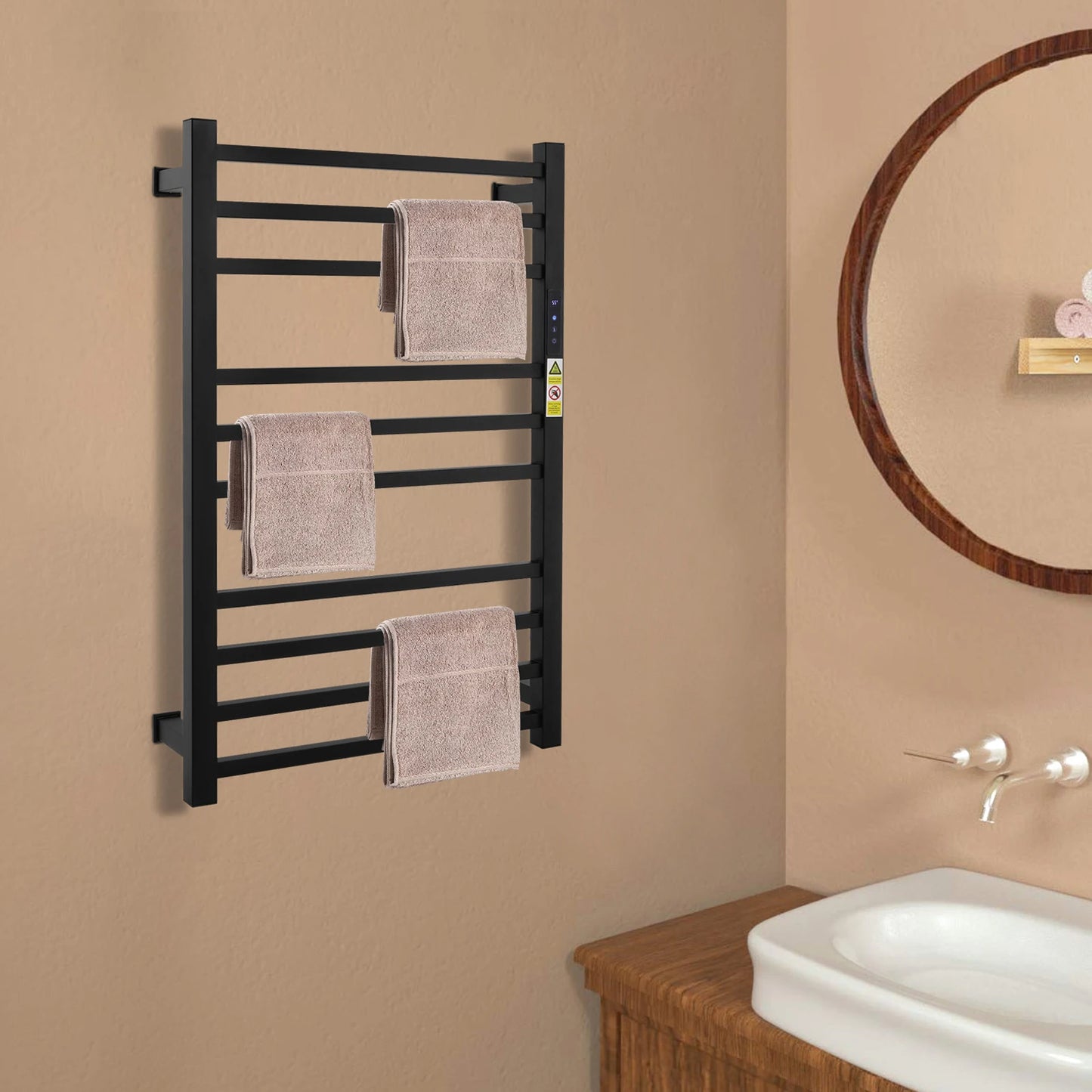 Bathroom Towel Warmer Rack With Timer Wall Mounted Stainless Steel