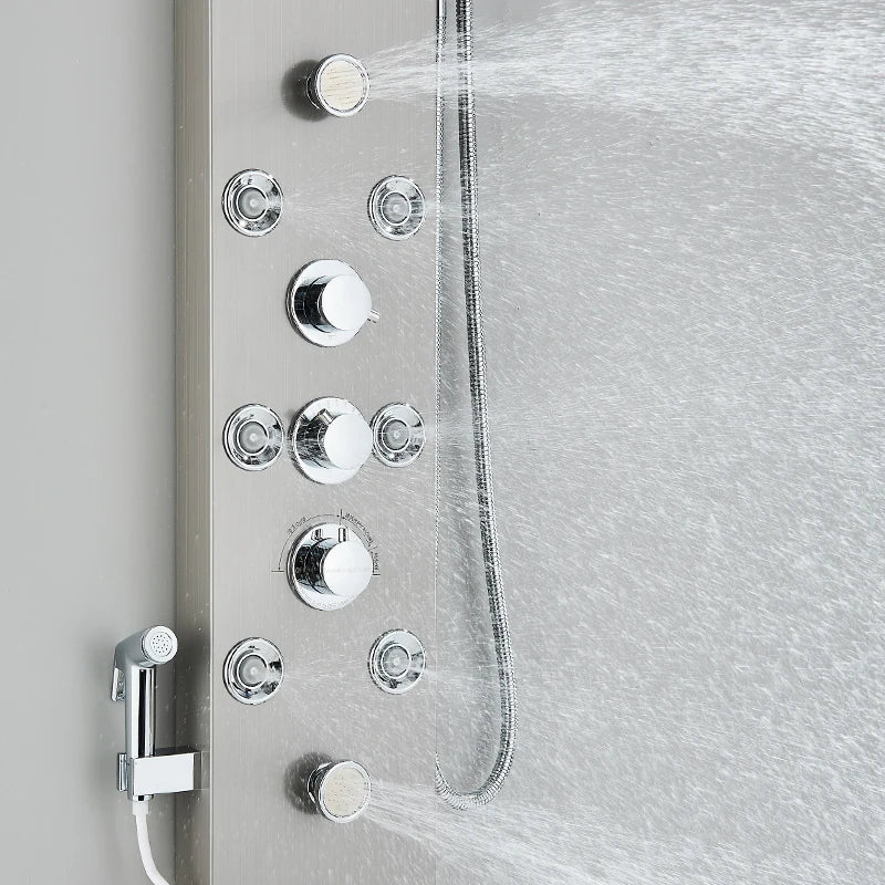 Shower Panel With LED Rainfall Waterfall Shower Head