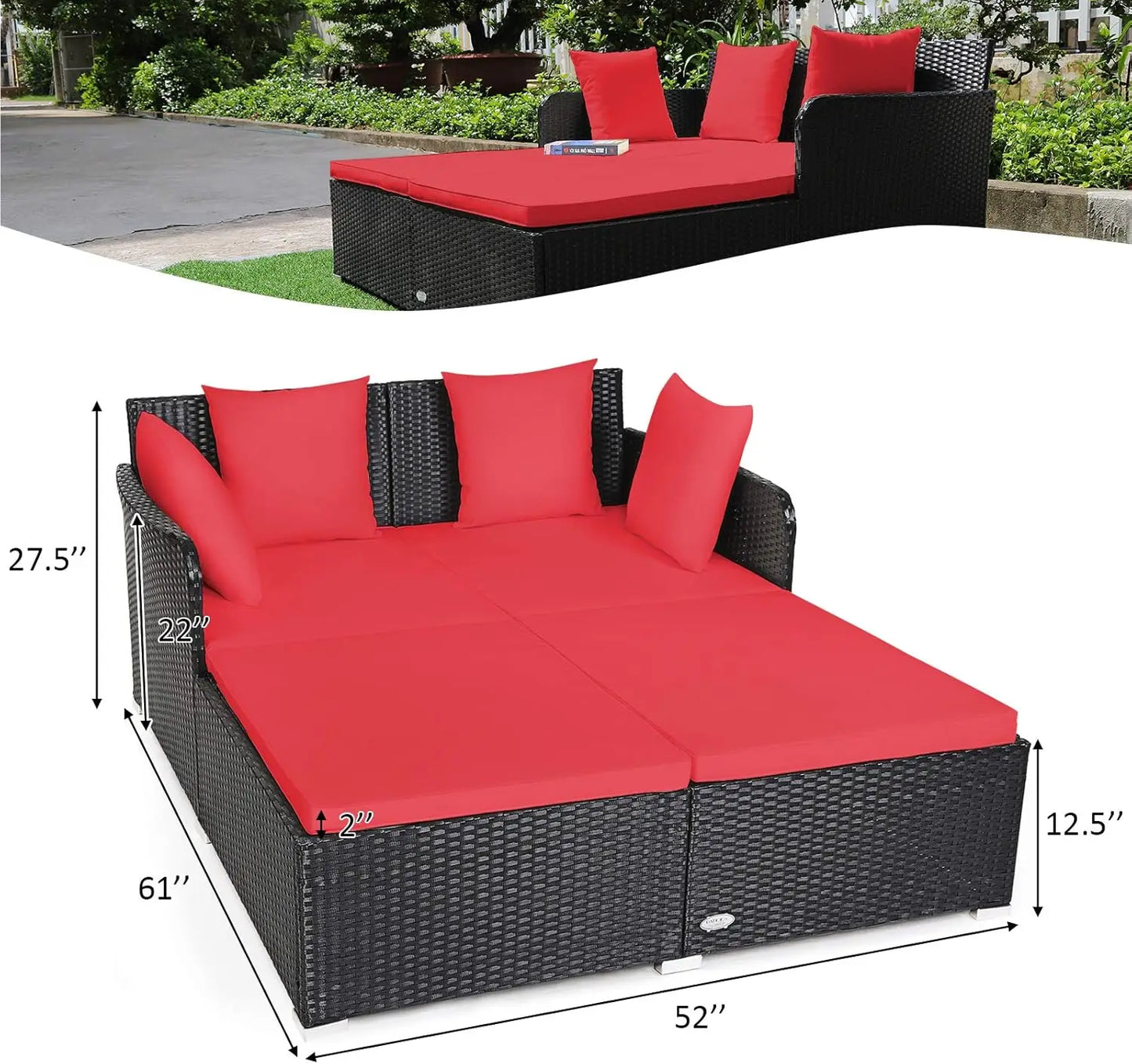 Outdoor Rattan Daybed For Garden And Patio Furniture
