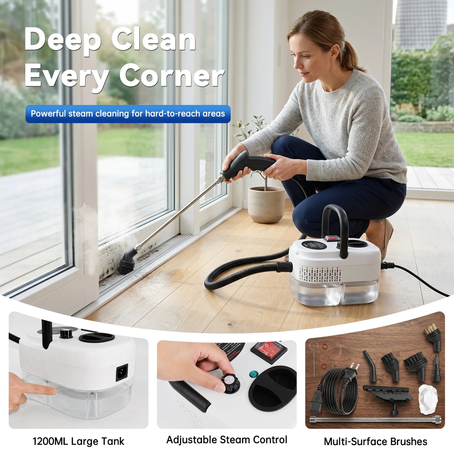 2500W 110V High Temperature Steam Cleaner Portable Handheld With Accessories