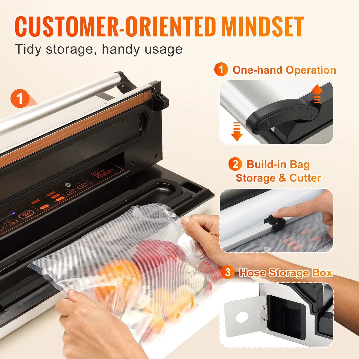 SucceBuy Multifunction Automatic Food Sealer With Bag Roll Storage Cutter