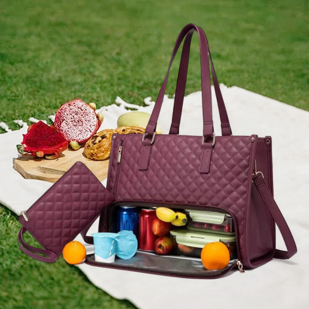 APWIKOGER Women 2 In 1 Lunch Bag Quilted Handbag Purse