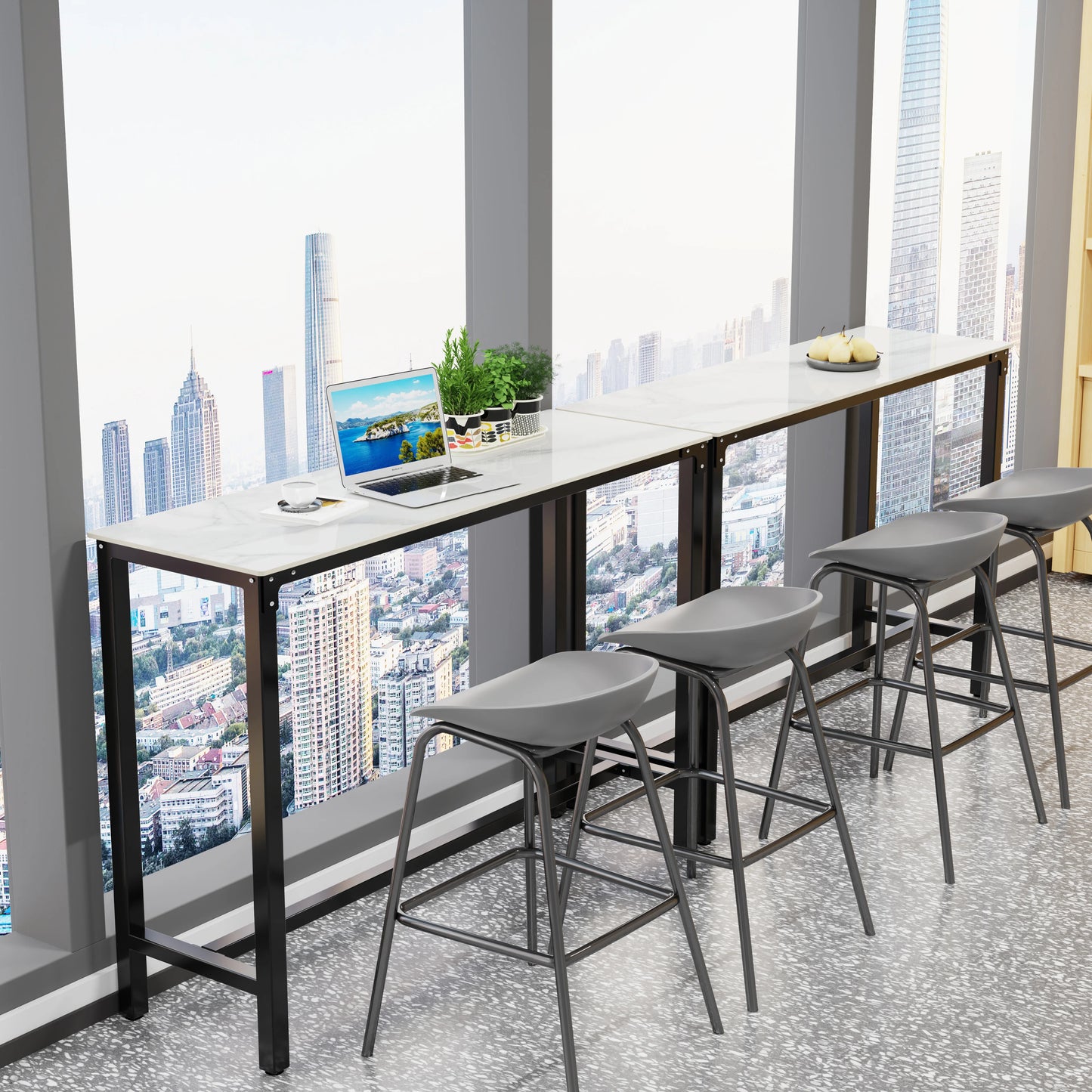 Wisfor Sintered Stone Counter Height Dining Table With Metal Frame