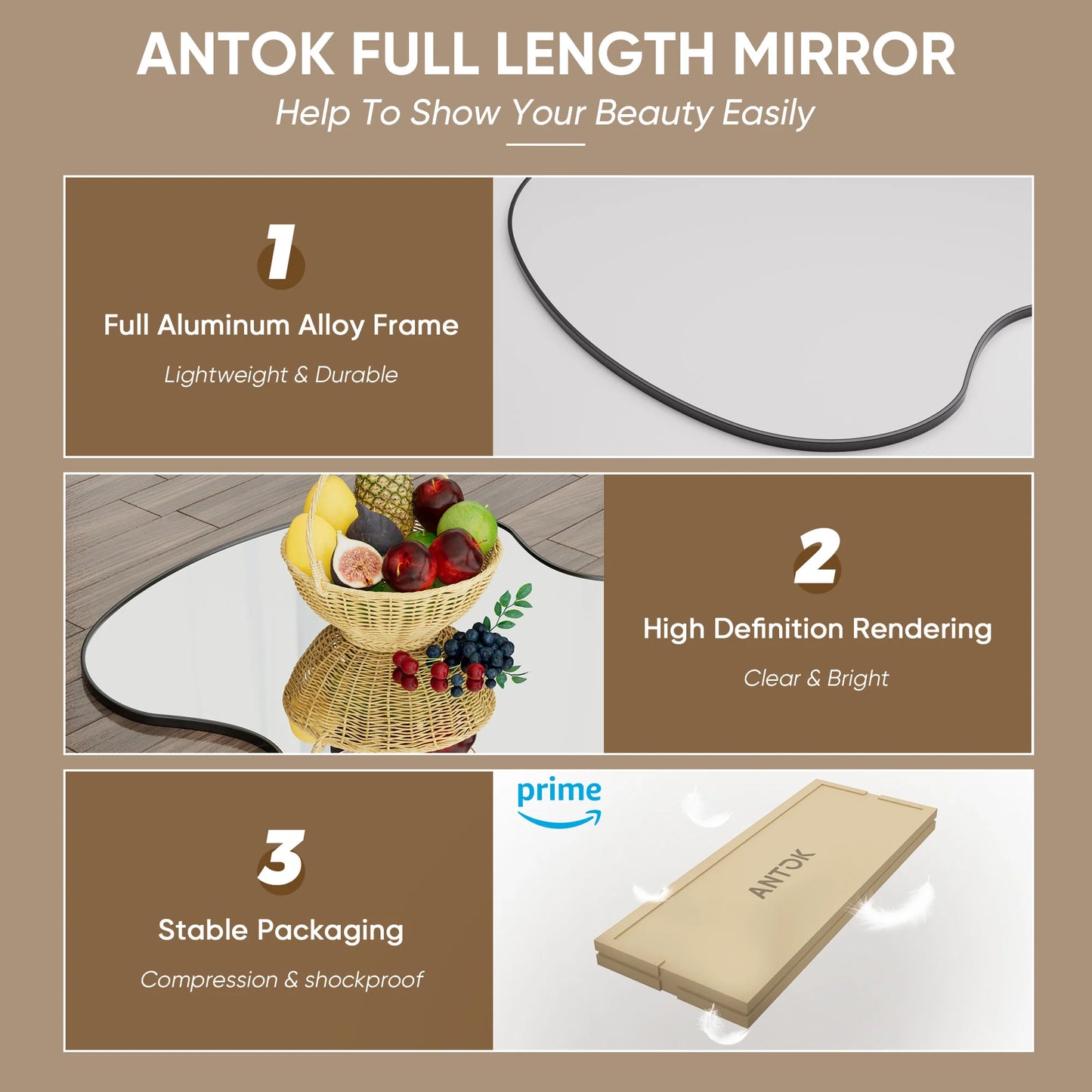 Antok Wavy Mirror With Stand For Bedroom And Living Room