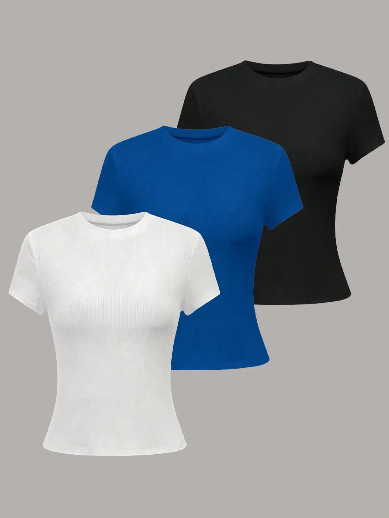 Women's Short Sleeve Knit T Shirt With Elastic Fabric