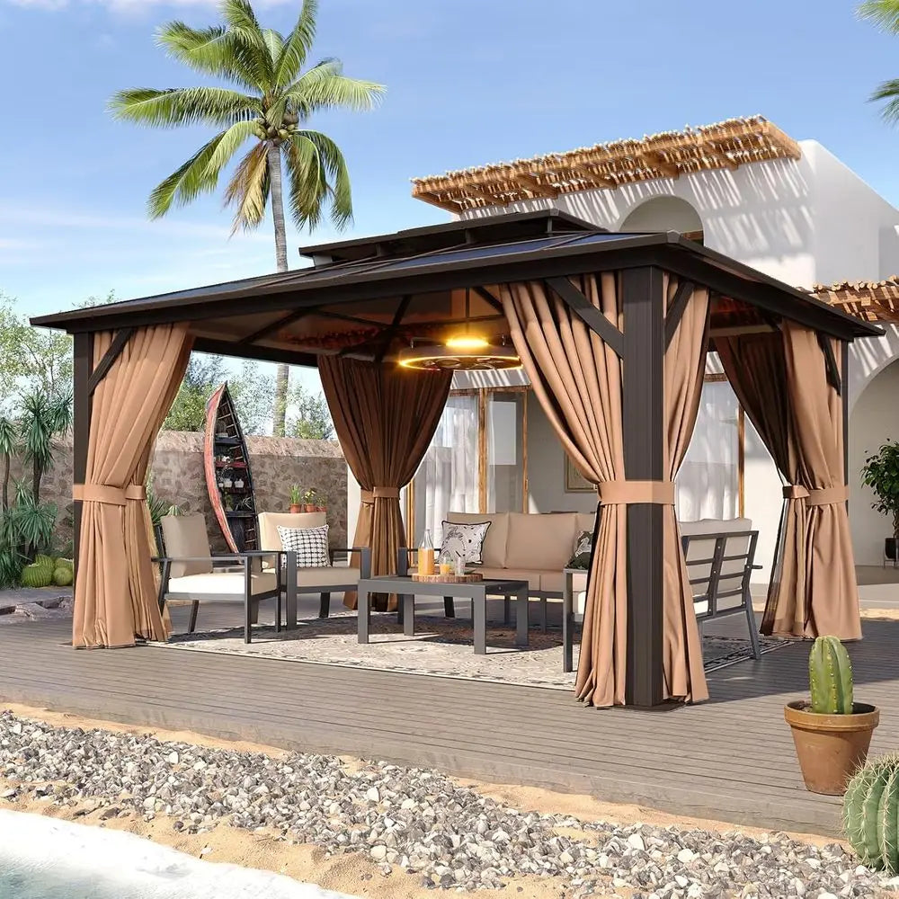 Outdoor Poly Pavilion With Curtains And Netting