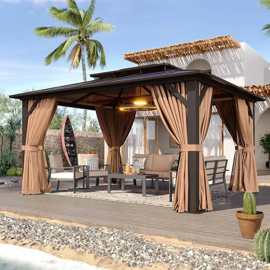 Outdoor Poly Pavilion With Curtains And Netting