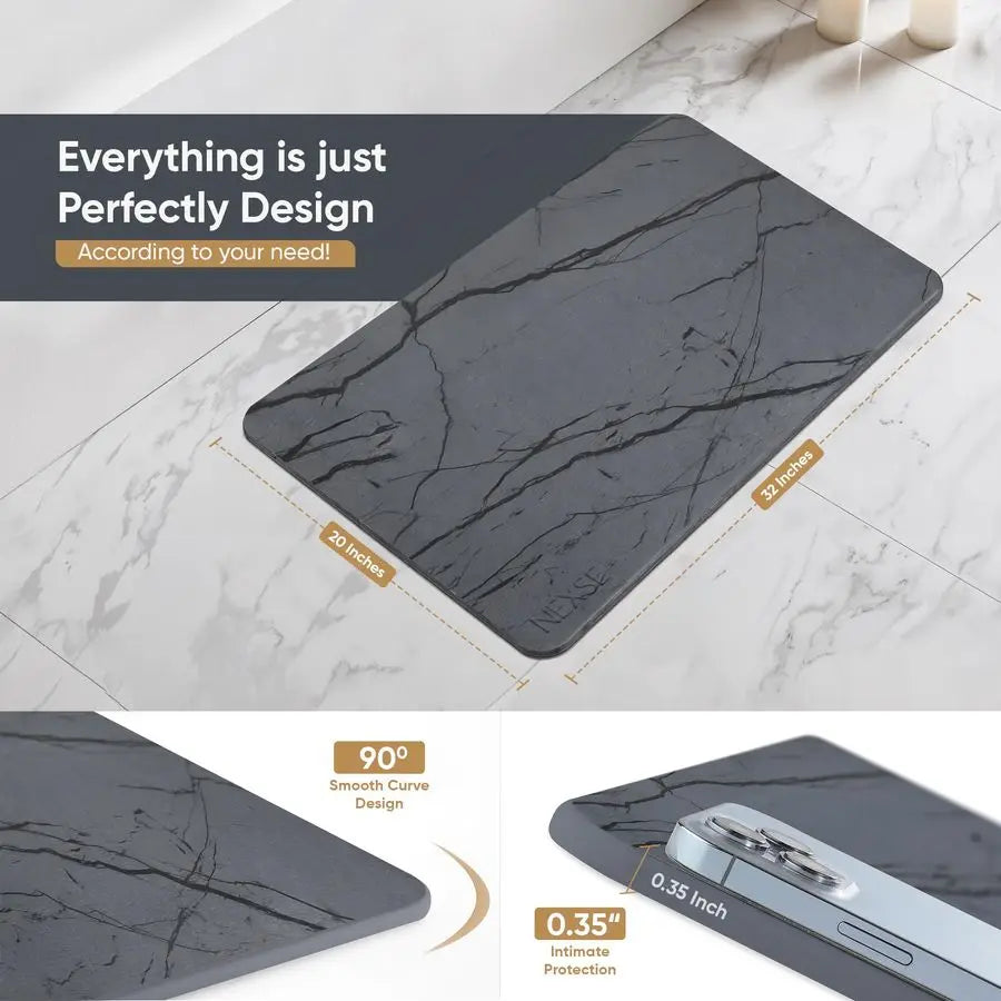 Non Slip Diatomaceous Earth Bath Mat Quick Dry Absorbent