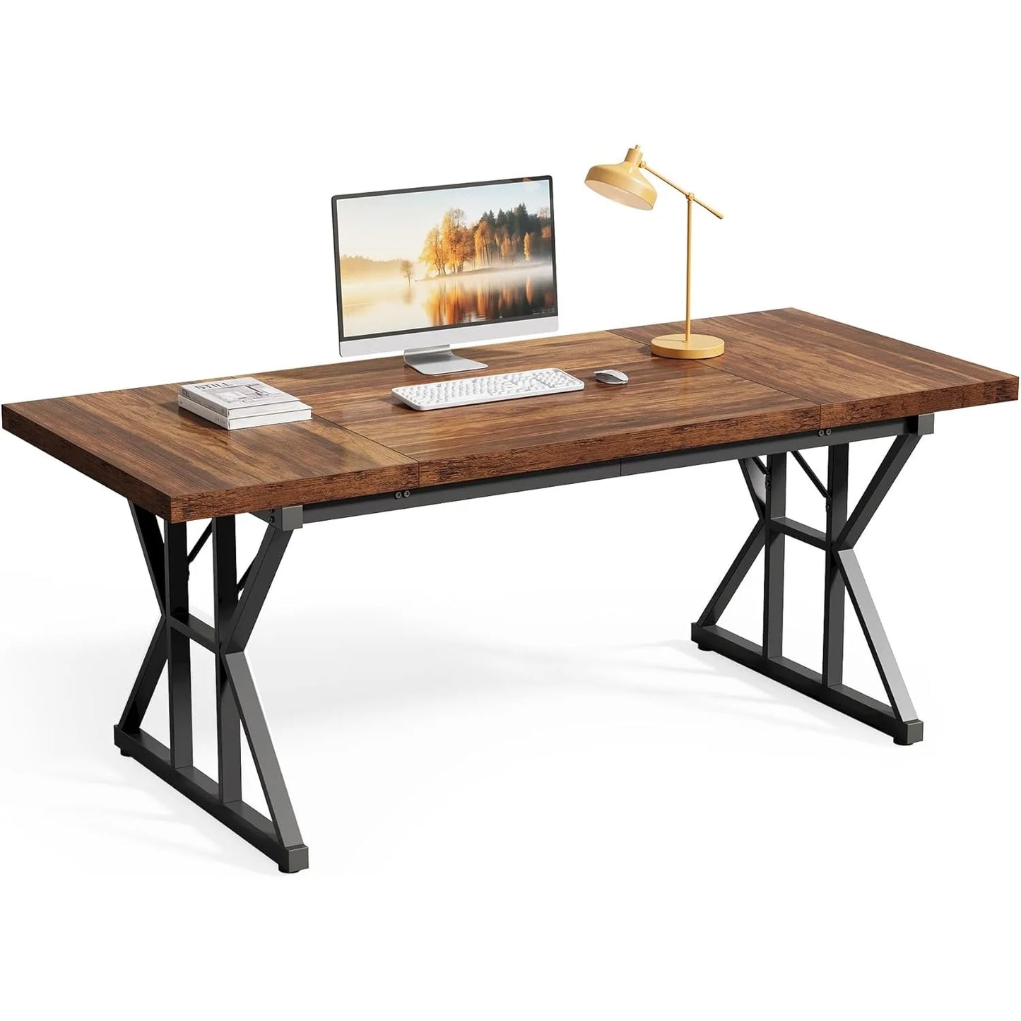 LITTLE TREE Farmhouse Writing Desk Computer Desk For Home Office