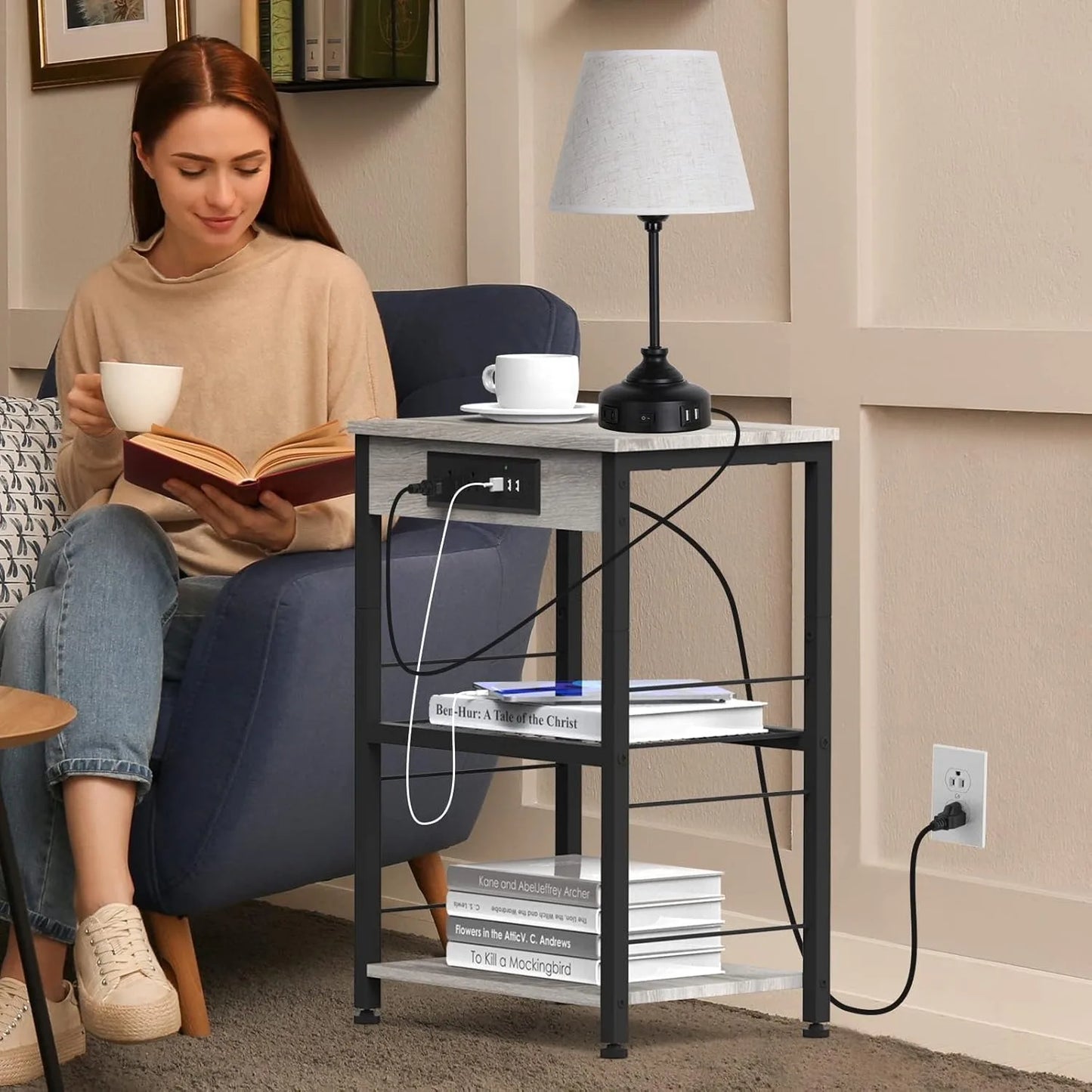 Nightstand/ End Table With USB Outlets