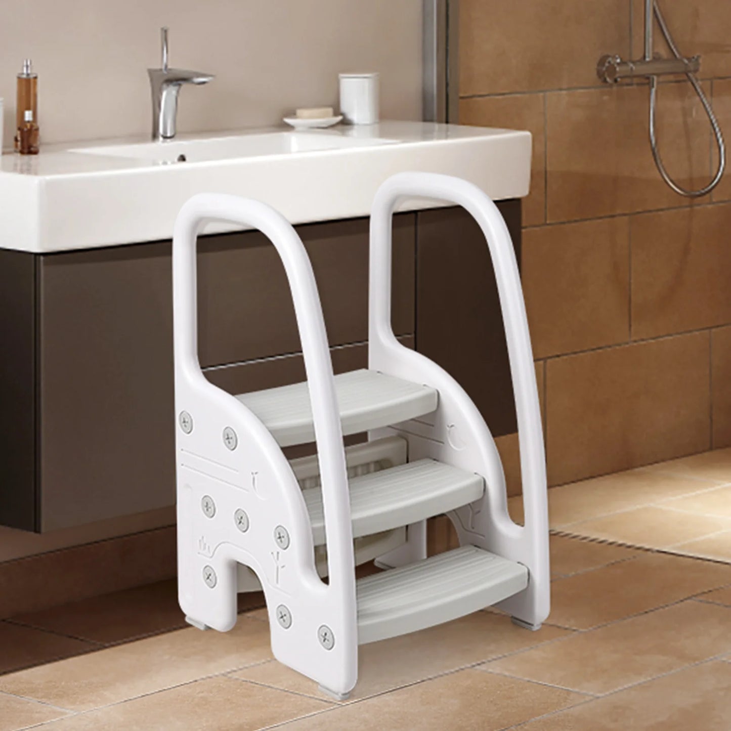 Toddler Step Stool With Handles Three Step Plastic Stool