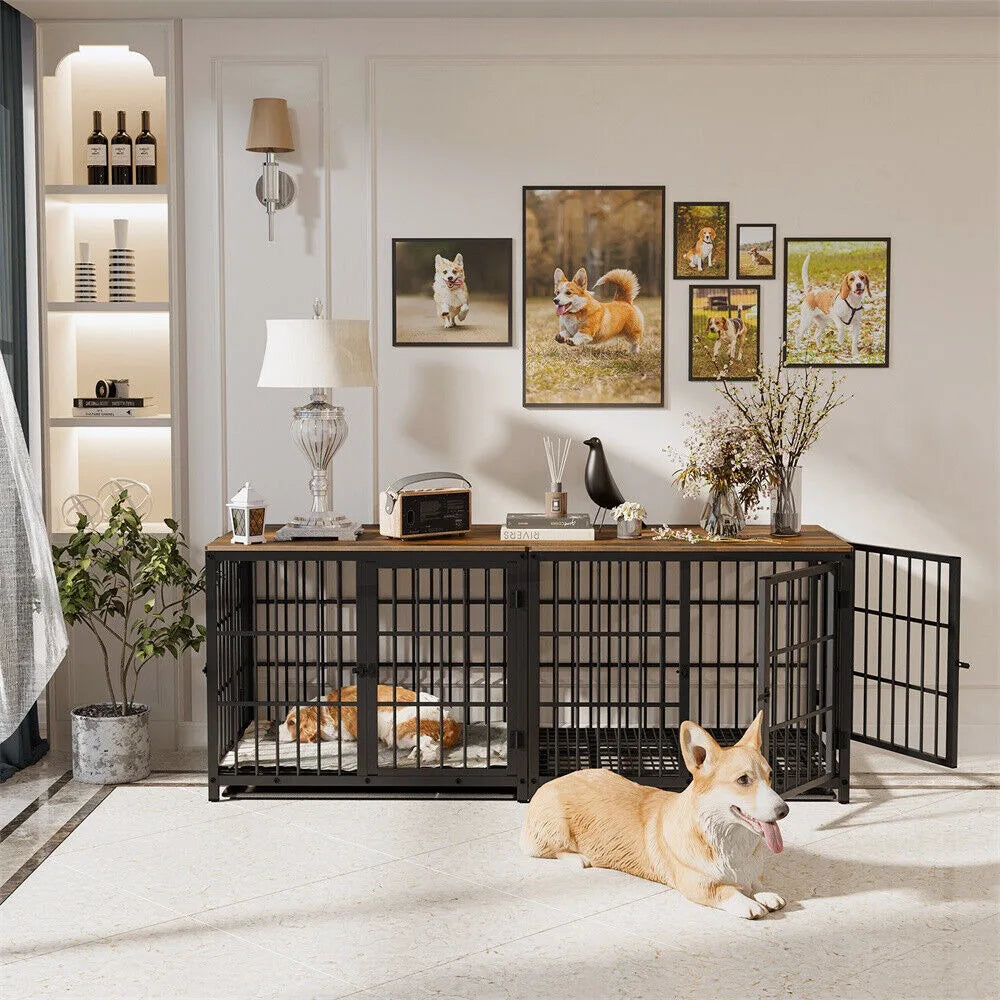 Large Luxury Dog Crate Furniture with 3  Doors