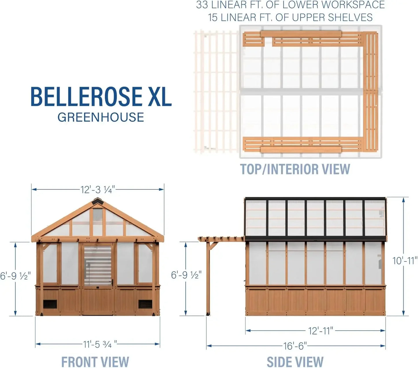 Cedar Walk-In Greenhouse Kit With Pergola Exhaust Fan Windows