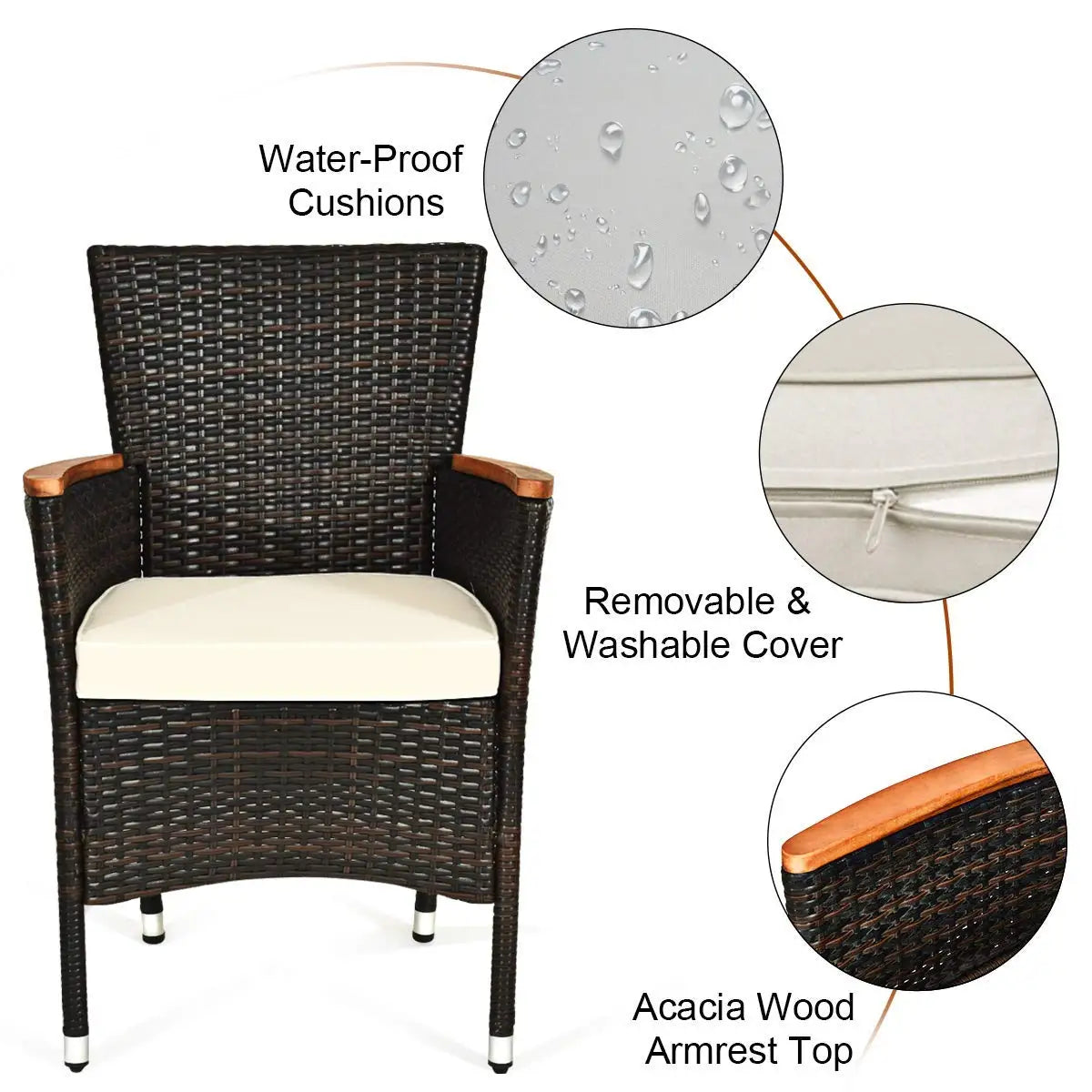 Outdoor Patio Dining Set With Acacia Wood Table Top