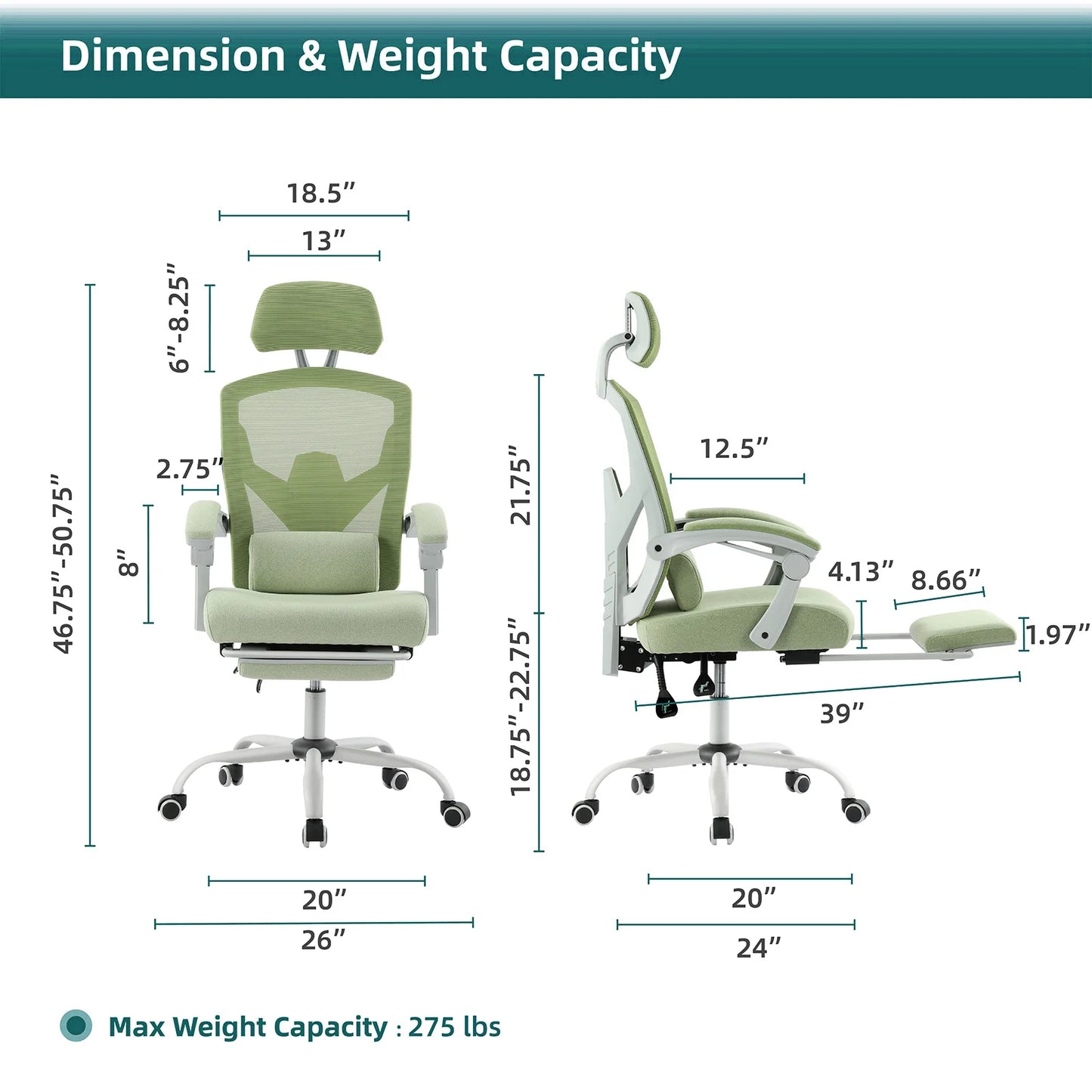 JHK Ergonomic Reclining High Back Mesh Computer Chair