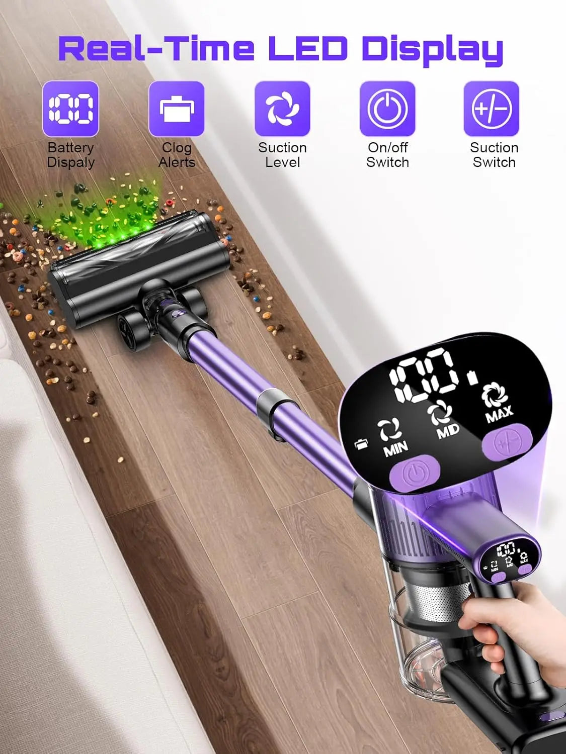 SUXIANGVAC Cordless Vacuum Cleaner 55KPa 500W 45min