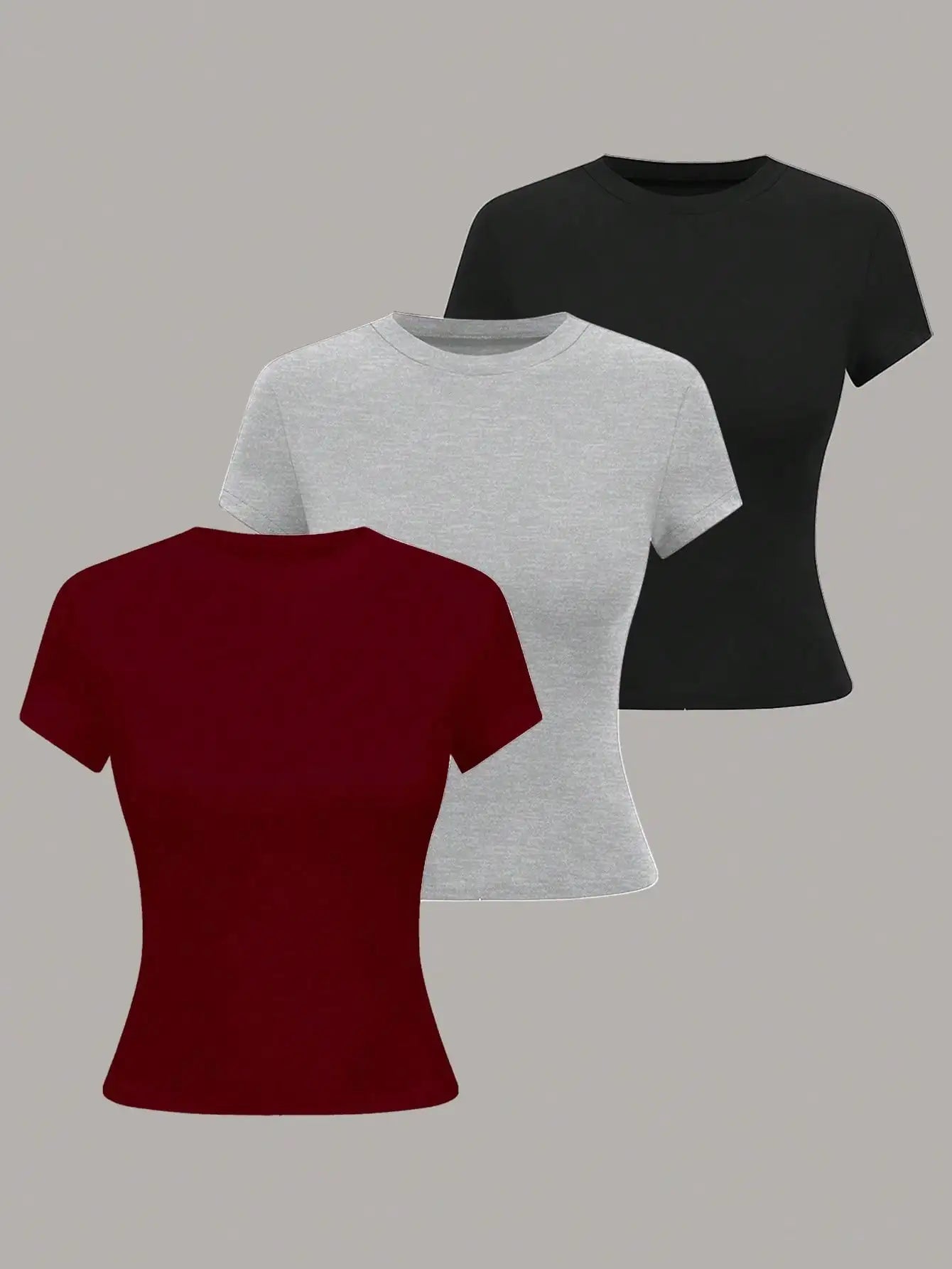 Women's Short Sleeve Knit T Shirt With Elastic Fabric