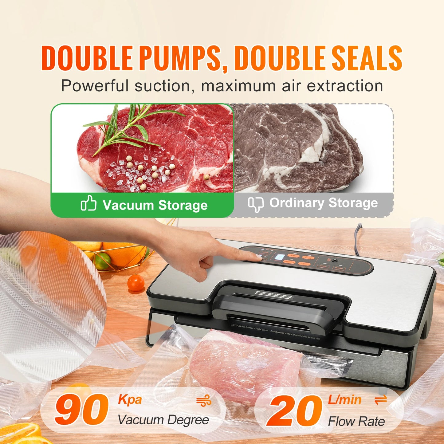 Succebuy 130W Vacuum Sealer For Kitchen Preservation
