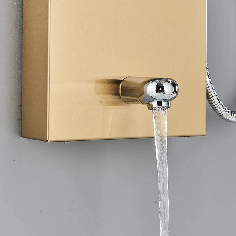 Gold Tone LED Shower Tower System for Bathroom