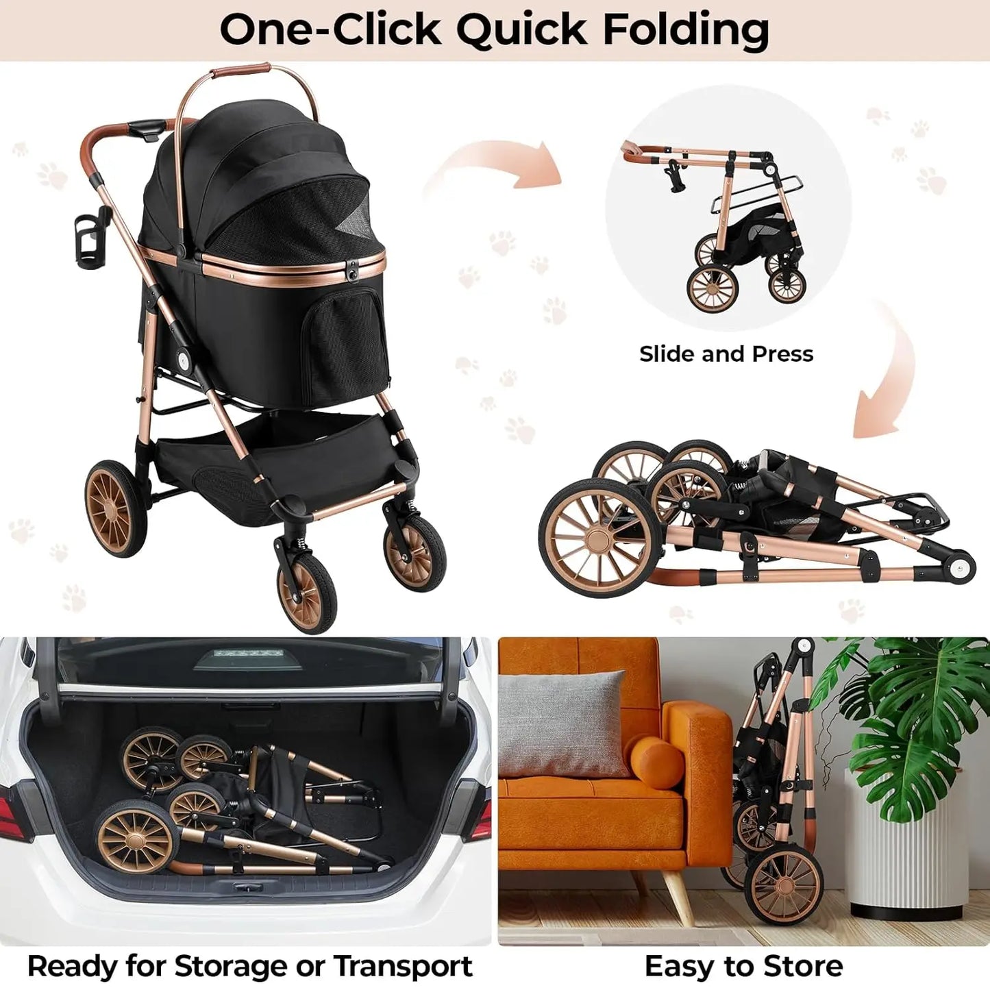 Two in One Dog Buggy Stroller for Small Dogs