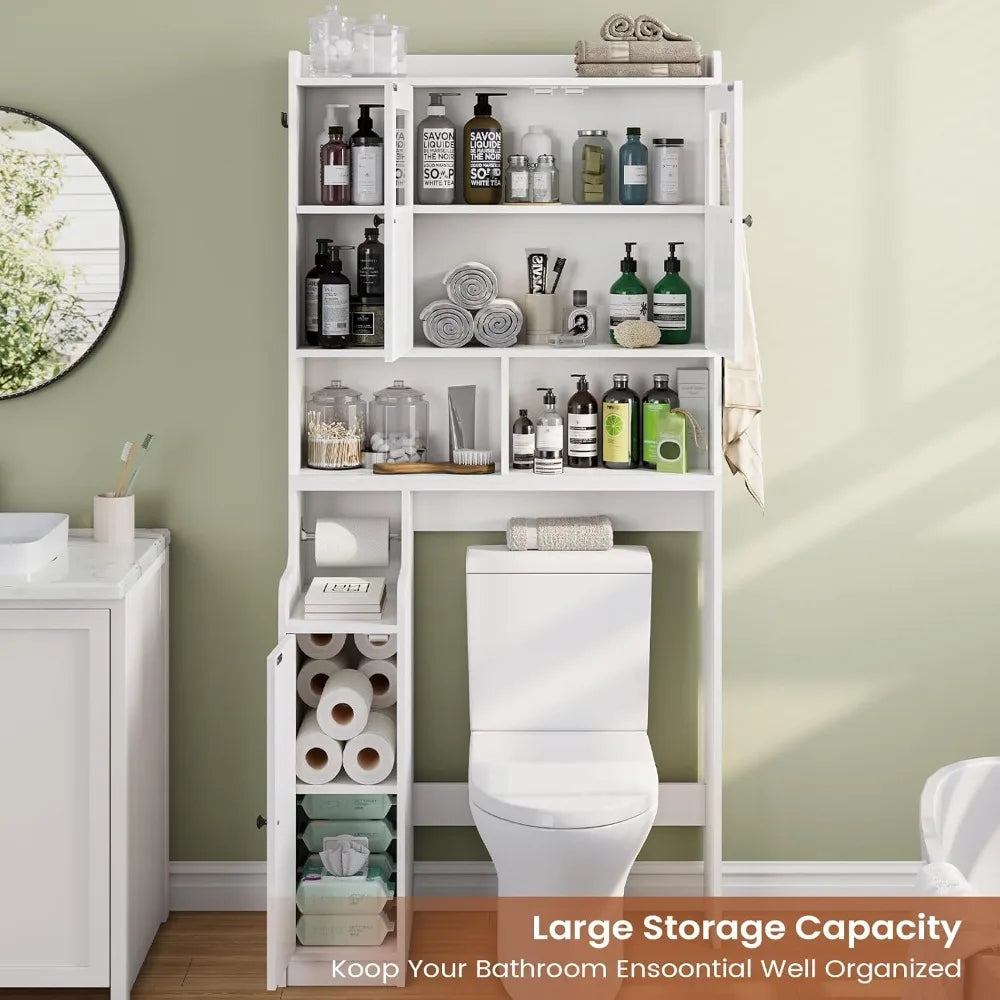 Over Toilet Storage Cabinet With Glass Doors For Bathrooms