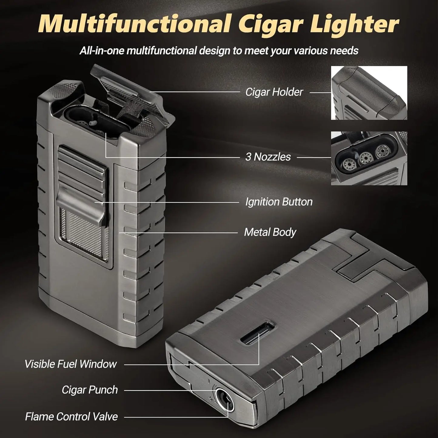 UseWire Cedar Wood Cigar Humidor Glass Top Premium 20-35 Cigars