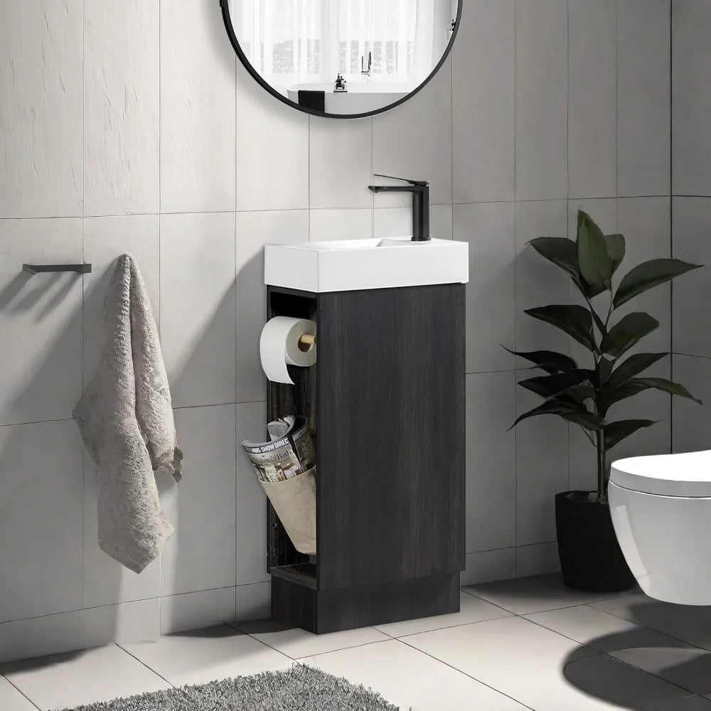 Compact Bathroom Vanity With Sink Self Contained Floor Mount