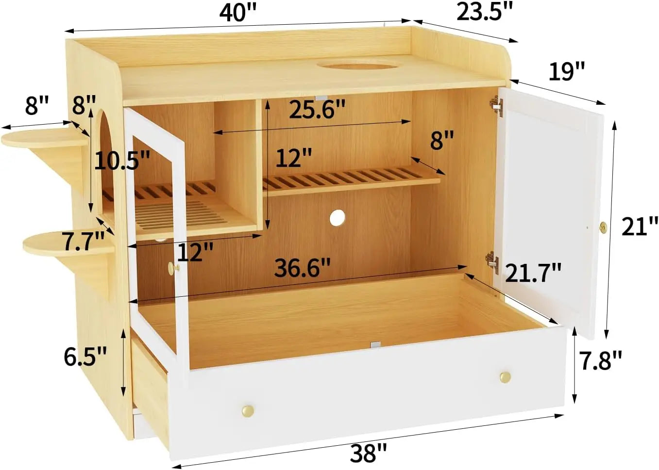 Extra Large Cat Litter Box Enclosure Cabinet With Cat Condo And Stairs