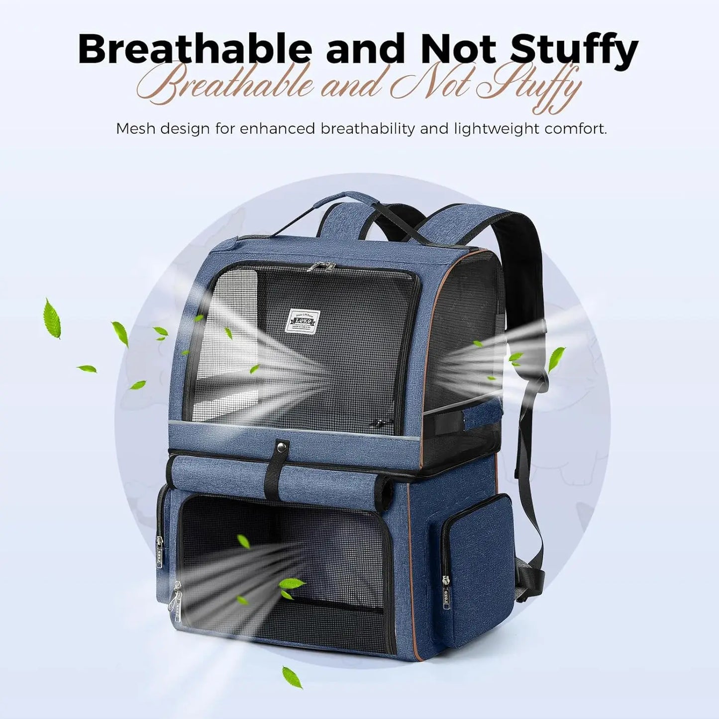 Double Compartment Pet Backpack Carrier For Cats And Dogs