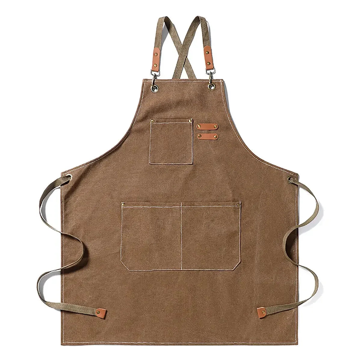 Canvas Kitchen Apron Waterproof Stain-Resistant With Pockets
