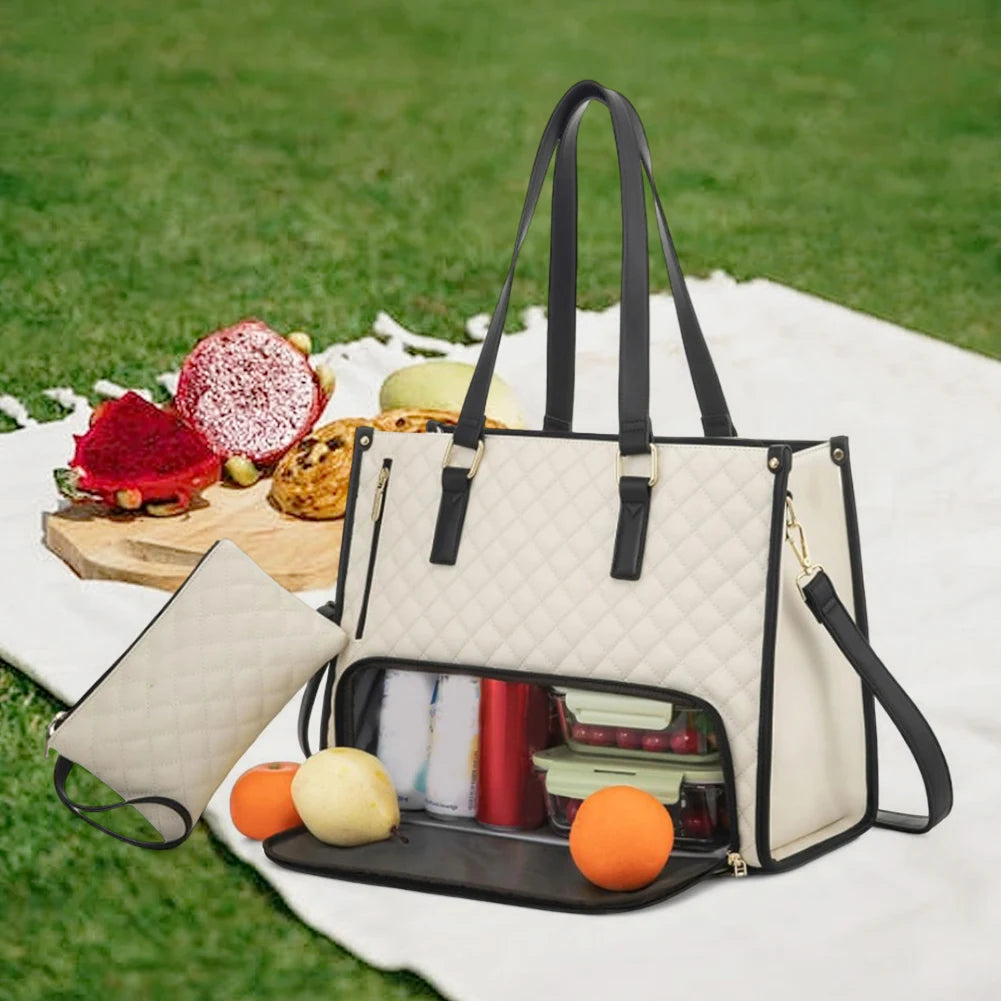 APWIKOGER Women 2 In 1 Lunch Bag Quilted Handbag Purse