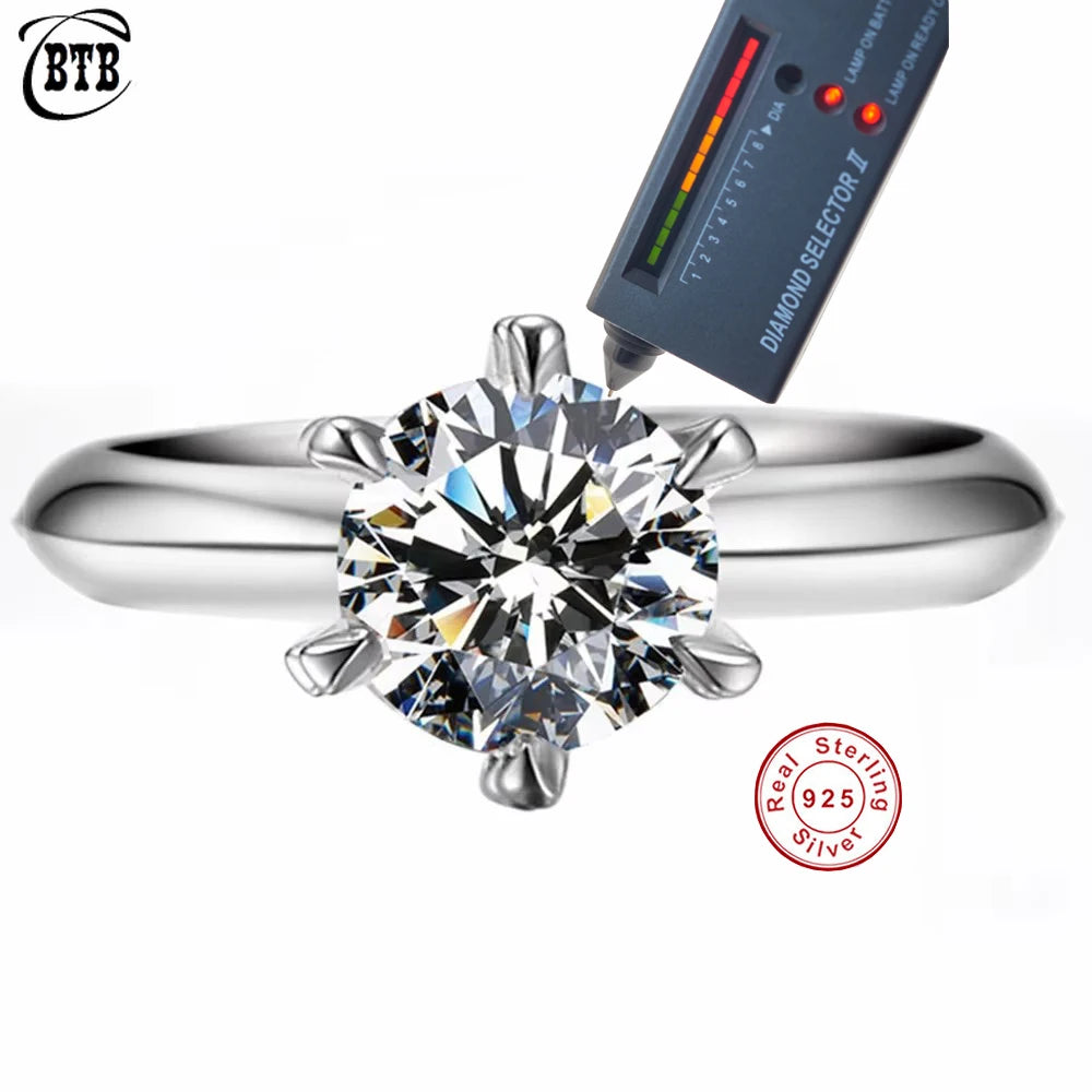 CBTB 925 Sterling Silver Moissanite Ring Fine Jewelry For Women