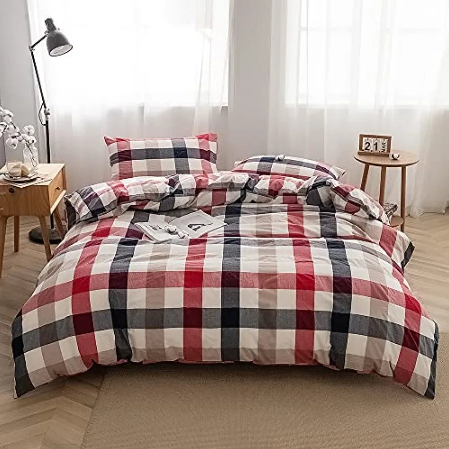 Duvet Cover Set 3 Pieces 100 Percent Washed Cotton Jacquard