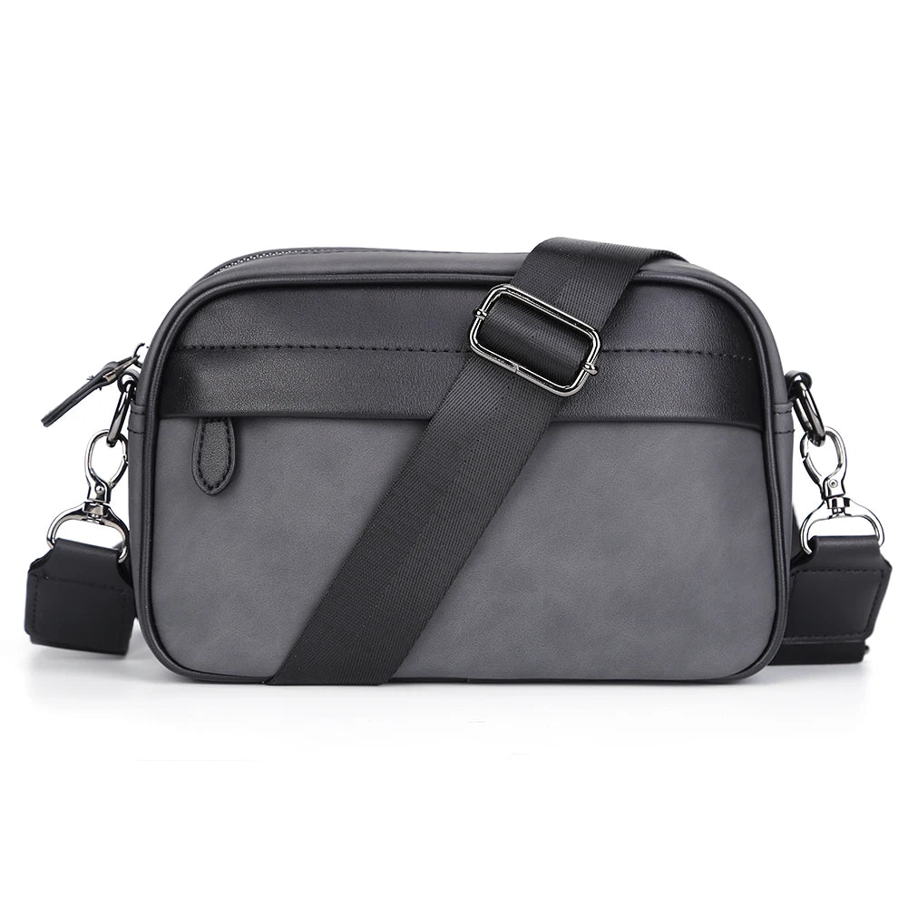 APWIKOGERCN Leather Mens Shoulder Crossbody Bag With Wide Strap