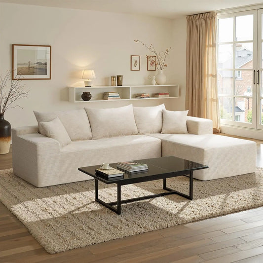 L Shape Sectional Sofa With Chaise Deep Seat Modular Box Living Room