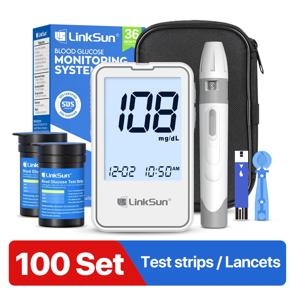 Linksun G-425-3 Glucose Meter Complete Kit With Test Strips